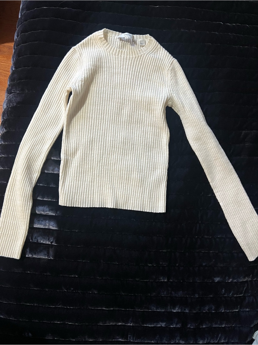Vince Cream Ribbed Crewneck Top